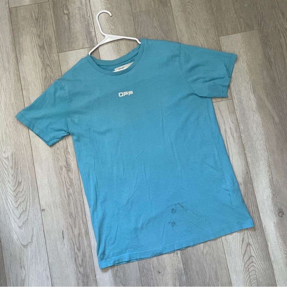Off-White Crewneck Tshirt airport tape tee mens Blue (large) streetwear virgil
